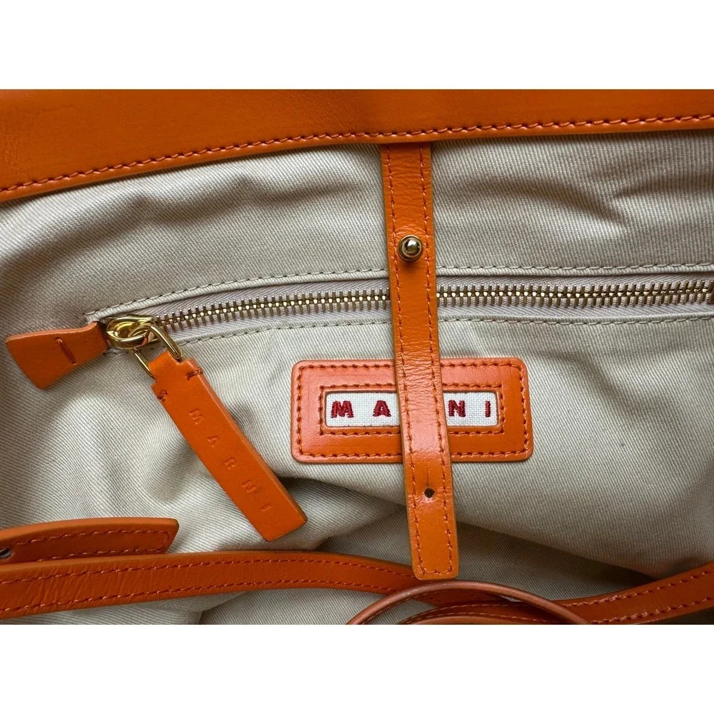 Marni Tropicalia Basket bag 2WAY Shoulder‎ Orange Raffia Leather Tote Used